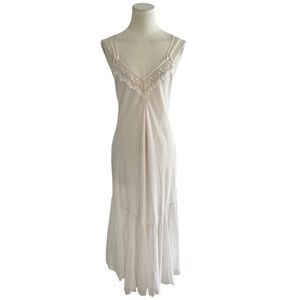 CALIFORNIA DYNASTY Baby Pink Semi Sheer Slip Dress Vintage‎ 90’s Y2K Midi Size M